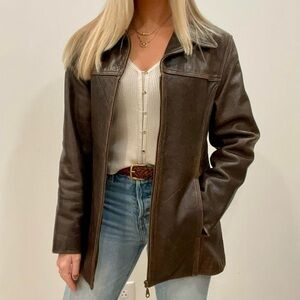 Vintage Dark Brown Leather Jacket